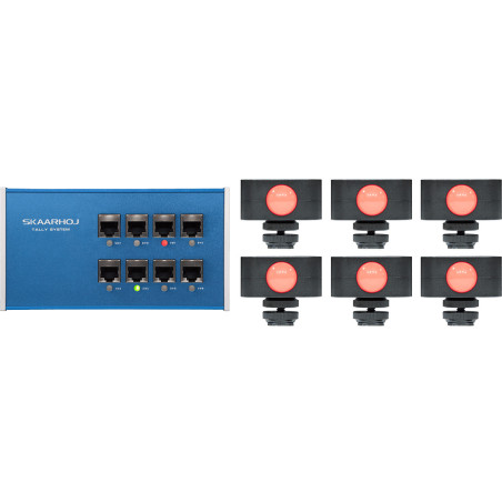 ETH-TALLY-LINK-V2-X6 - Kit 1x Tally Box + 6x Lumières Tally SKAARHOJ
