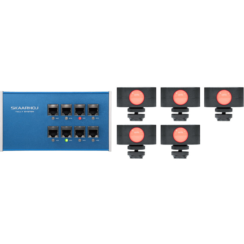 ETH-TALLY-LINK-V2-X5 - Kit 1x Tally Box + 5x Lumières Tally ETH-TALLY-LINK-V2-X5 - Kit 1x Tally Box + 5x Lumières Tally