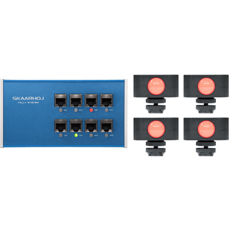 ETH-TALLY-LINK-V2-X4 - Kit 1x Tally Box + 4x Lumières Tally SKAARHOJ