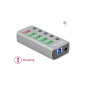 Hub USB 3.2 Gen 1 avec 4 ports + 1 port de chargement rapide avec interrupteurs et voyants