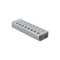 Hub USB 3.2 Gen 1 avec 7 ports + 1 port de chargement rapide + 1 port USB-C PD 3.0 avec interrupteur et voyant