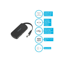 4 Port USB 2.0 Hub Black 4 Port USB 2.0 Hub Black Targus