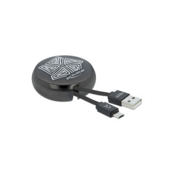 Câble rétractable USB 2.0 Type-A à Micro-B, noir