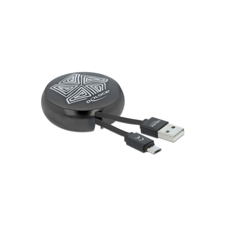 Câble rétractable USB 2.0 Type-A à Micro-B, noir Delock