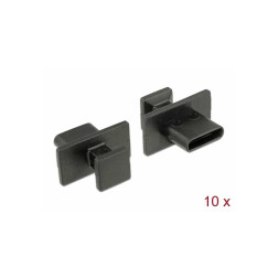Capot noir pour USB Type-C femelle noir grosse prise, 10 Delock