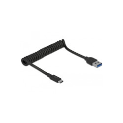 Câble-ressort USB 3.1 Gen 2 Type-A mâle à Type-C mâle Delock