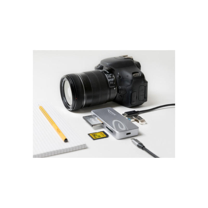 Lecteur de carte USB Type-C pour cartes mémoires CFast et SD + USB Hub avec port Type-A et USB Type-C