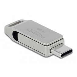 Clé USB 3.2 Gen 1 USB-C + Type-A 16 GB - Boitier métalli Delock