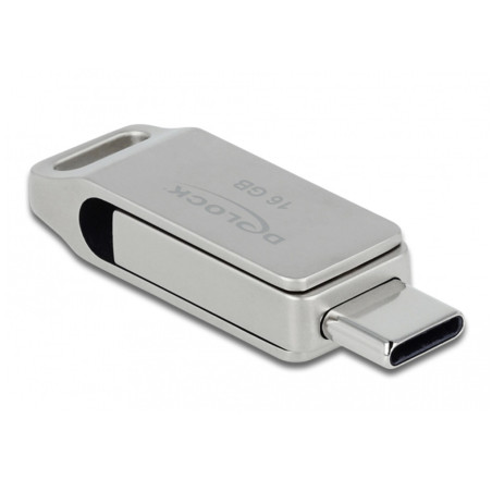 Clé USB 3.2 Gen 1 USB-C + Type-A 16 GB - Boitier métalli Delock