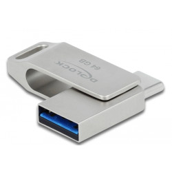 Clé USB 3.2 Gen 1 USB-C + Type-A 64 GB - Boitier métallique Delock