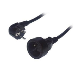 Cordon 2P+T Schuko mâle/femelle noir 3m Cordons prolonga PBS