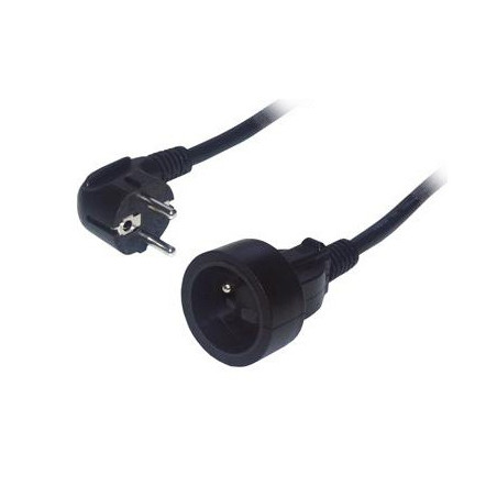 Cordon 2P+T Schuko mâle/femelle noir 3m Cordons prolonga PBS