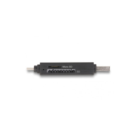 Lecteur de carte SuperSpeed USB 5 Gbps USB Type-C / Type-A pour cartes de mémoire SD et Micro SD Delock