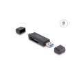 Lecteur de carte SuperSpeed USB 5 Gbps USB Type-C / Type-A pour cartes de mémoire SD et Micro SD Delock