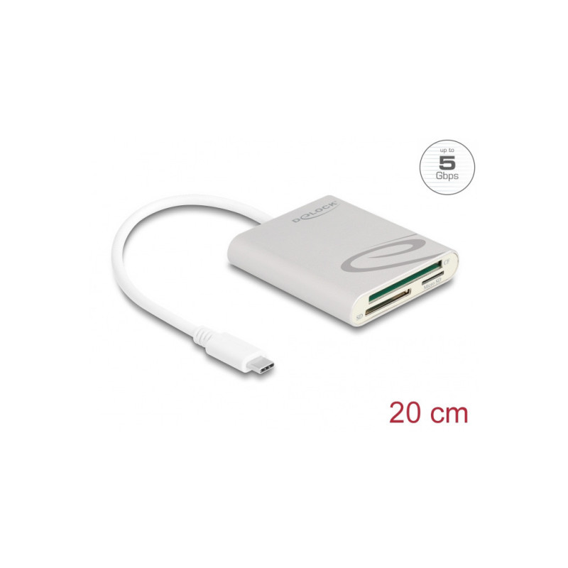 Lecteur de carte USB Type-C pour cartes de mémoire Compact Flash, SD ou Micro SD