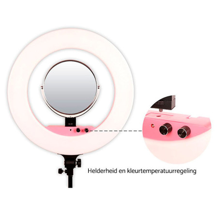 Round Vlogger 18-inch LED Set PRO with Bag - Pink Découv