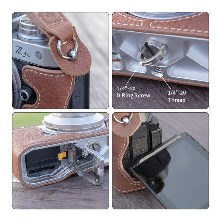 3481 Lederen Half Case met Schouderriem voor Nikon Z fc