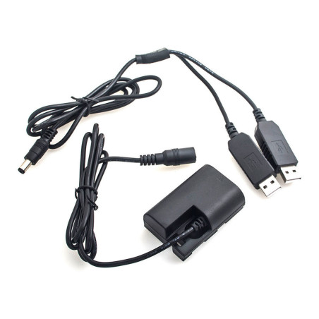 Canon LP-E6 Full Decoding Dummy Battery + 5V 2A Dual USB Cable