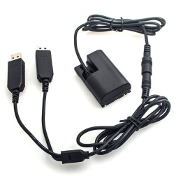 Canon LP-E6 Full Decoding Dummy Battery + 5V 2A Dual USB Cable