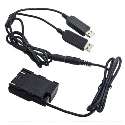 Canon LP-E6 Full Decoding Dummy Battery + 5V 2A Dual USB Cable Caruba