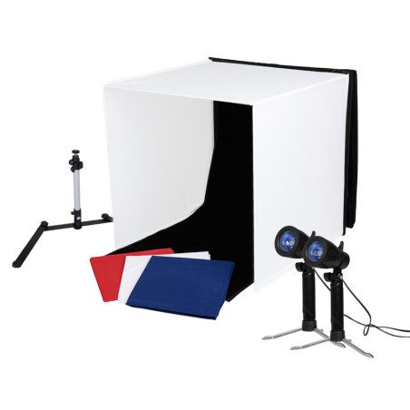 Studio Photo Portable 40x40x40cm avec Lampes Halogènes e Caruba