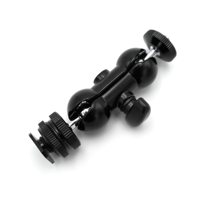 Dual Ball Head Bracket (coldshoe + 1/4 ''F to 1/4 ''M) Dual Ball Head Bracket (coldshoe + 1/4 ''F to 1/4 ''M)