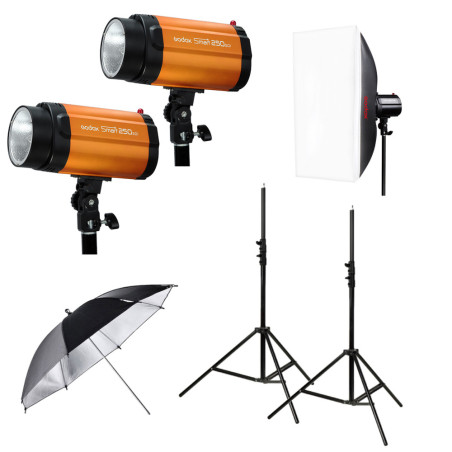 Mini Pioneer 250 Watt Softbox Paraplu Duo Kit Godox