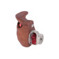 Wooden handgrip (right hand) with start-stop switch. Wooden handgrip (right hand) with start-stop switch.
