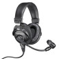 Broadcast stereo headset with dynamic boom microphone