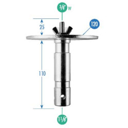 163-38 - Spigot 5/8" with plate 12 Cm and screw 3/8" Manfrotto