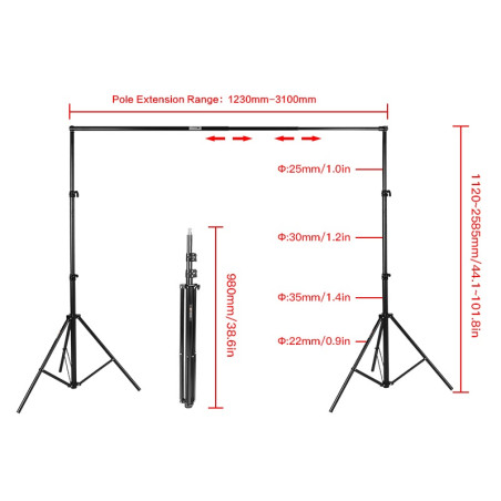 BS901A Support de fond studio max 3m de large   ?Eimage