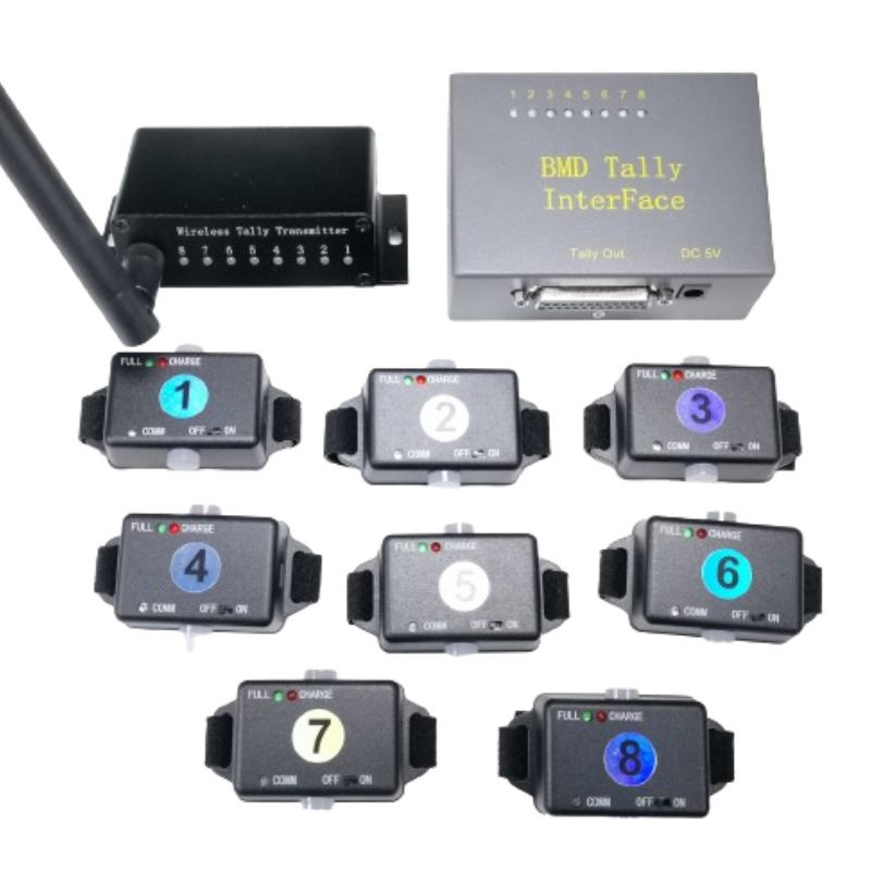 PBS-TALLY Systeme tally 8 postes HF pour melangeurs video Blackmagic Atem PBS-TALLY Systeme tally 8 postes HF pour melangeurs video Blackmagic Atem