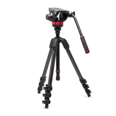 Rotule Vidéo Fluide 502 et trepied 4 sections Carbone 055 Manfrotto