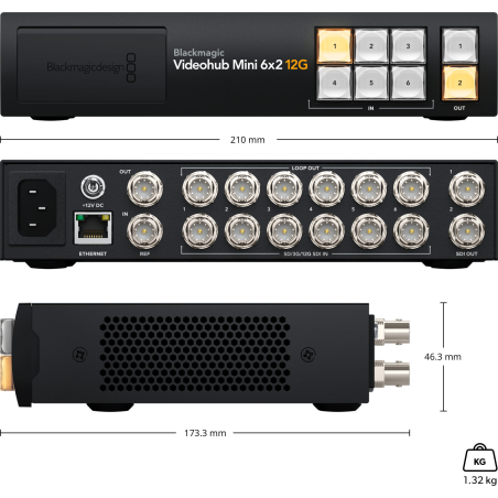 Videohub Mini 6x2 12G