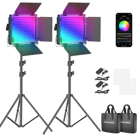 Kit 2 LEDs 660 Pro RVB - Controle APP + trepieds Neewer