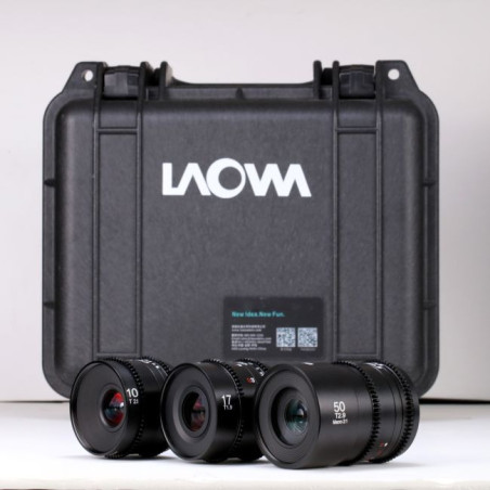 MFT Cine kit 3 optics 10mm 17mm 50mm macro