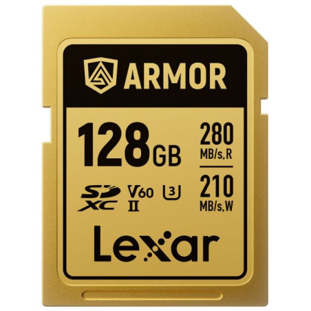SDXC Pro Gold Series ARMOR UHS-II 128GB V60 IP68 Stainless Steel R280/W210MB/s Lexar