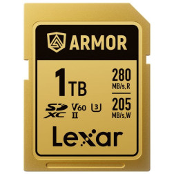 SDXC Pro Gold Series ARMOR UHS-II 1TB V60 IP68 Stainless Steel R280/W205MB/s Lexar