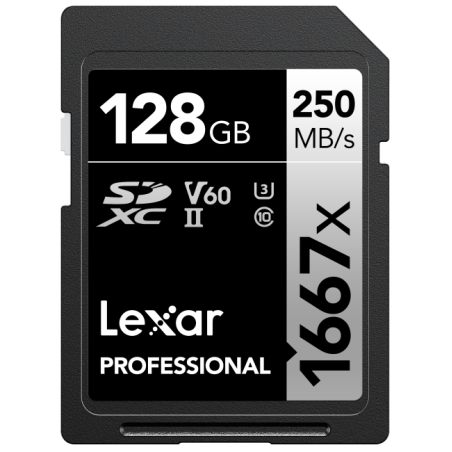 SD Pro Silver Series UHS-II 1667x 128GB V60 Lexar