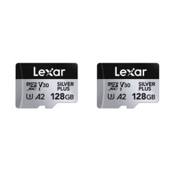 microSDXC Silver Plus UHS-1 128GB V30 R205/W150MB/s - 2PACK Lexar