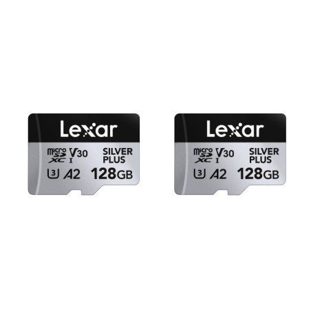 microSDXC Silver Plus UHS-1 128GB V30 R205/W150MB/s - 2PACK Lexar