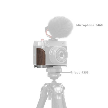 5265 L-Shape Mount Plate with Wooden Handle for FUJIFILM GFX100RF (Silver)
