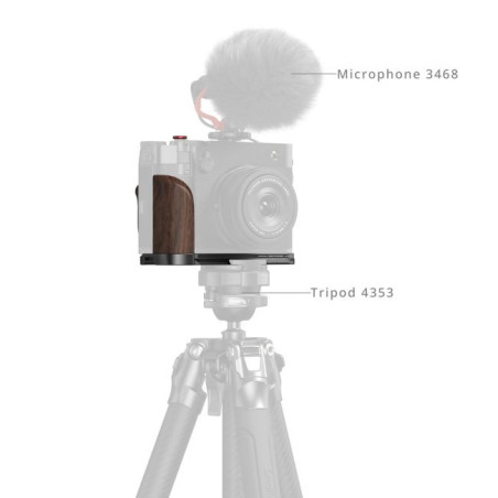 5266 L-Shape Mount Plate with Wooden Handle for FUJIFILM GFX100RF (Black)