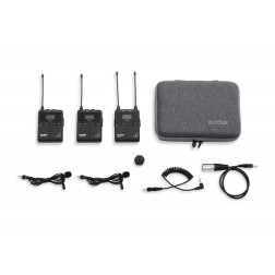 Godox UHF Wireless & Lavalier Microphone dubbelkit (2x TX1 /1x RX1 /2x LMS-12 AXL)