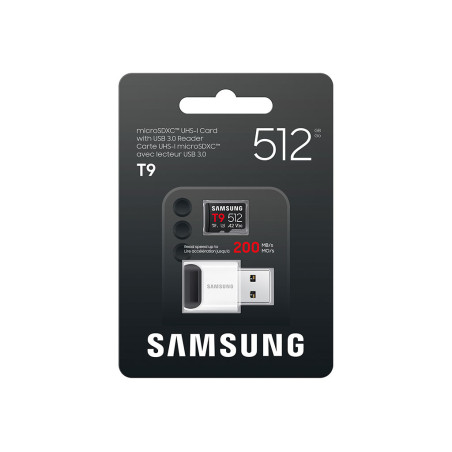 microSD Card T9 512 GB inclues Lecteur de carte USB