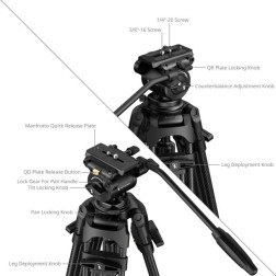 5443 FSD14 FreeSpeed Heavy-Duty Carbon Fiber Tripod