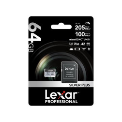 microSDXC Silver Plus UHS-1 64GB V30 R205 W100MB s