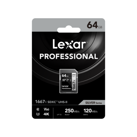 SD Pro Silver Series UHS-II 1667x 64GB V60
