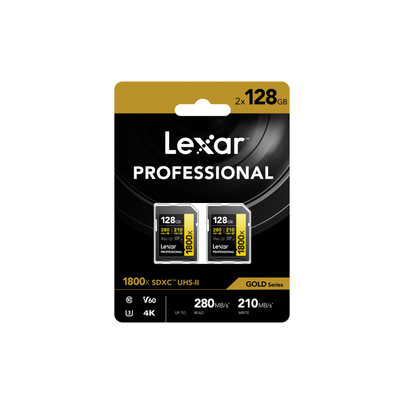SD Pro Gold Series UHS-II 1800x 128GB V60 - 2PACK