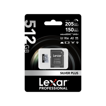 microSDXC Silver Plus UHS-1 512GB V30 R205/W150MB/s